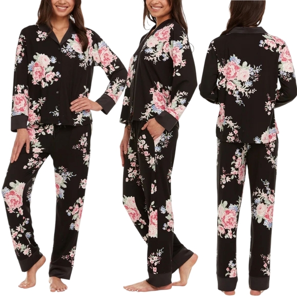 Flora Nikrooz Other - Flora Nikrooz Black Floral Pajama Set